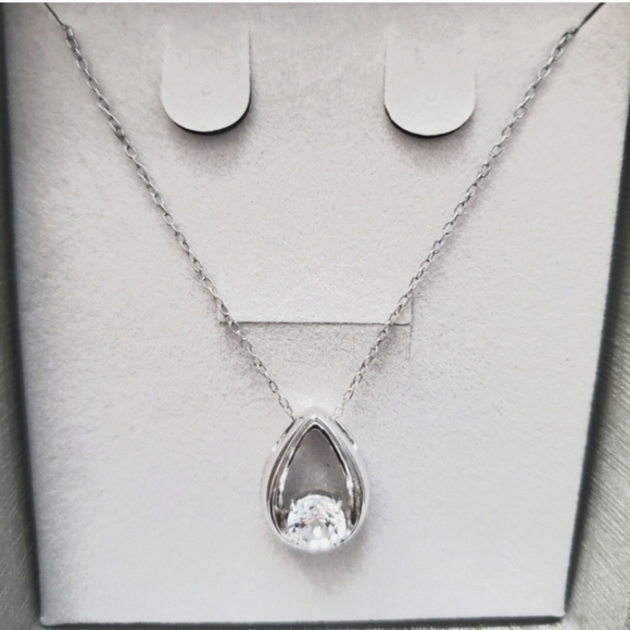 6.0mm Lab-Created White Sapphire Teardrop Pendant in Sterling Silver (J004) - Picture 3 of 4